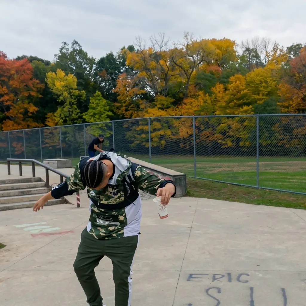 AlexOnGame92 at a skate park in autumn